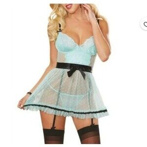 Dreamgirl Women's Apron Babydoll Lingerie Set Medium